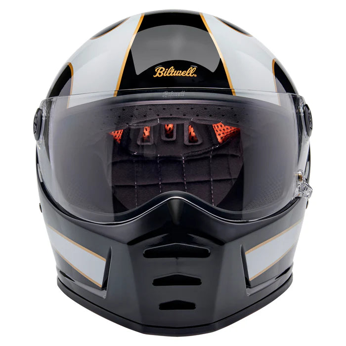 BILTWELL #1004-570-502 - Lane Splitter Helmet - Gloss Black/White Flames