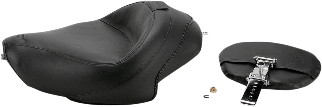 MUSTANG Wide Solo Seat - With Backrest - Vintage - Black - Smooth - XL '04-'21 79429