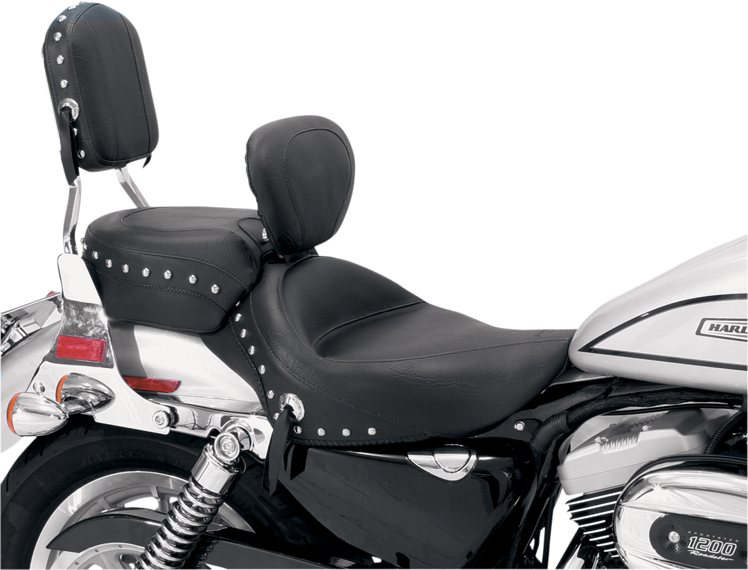MUSTANG Wide Solo Seat - With Backrest - Black - Studded w/ Concho - XL '04-'21 79437