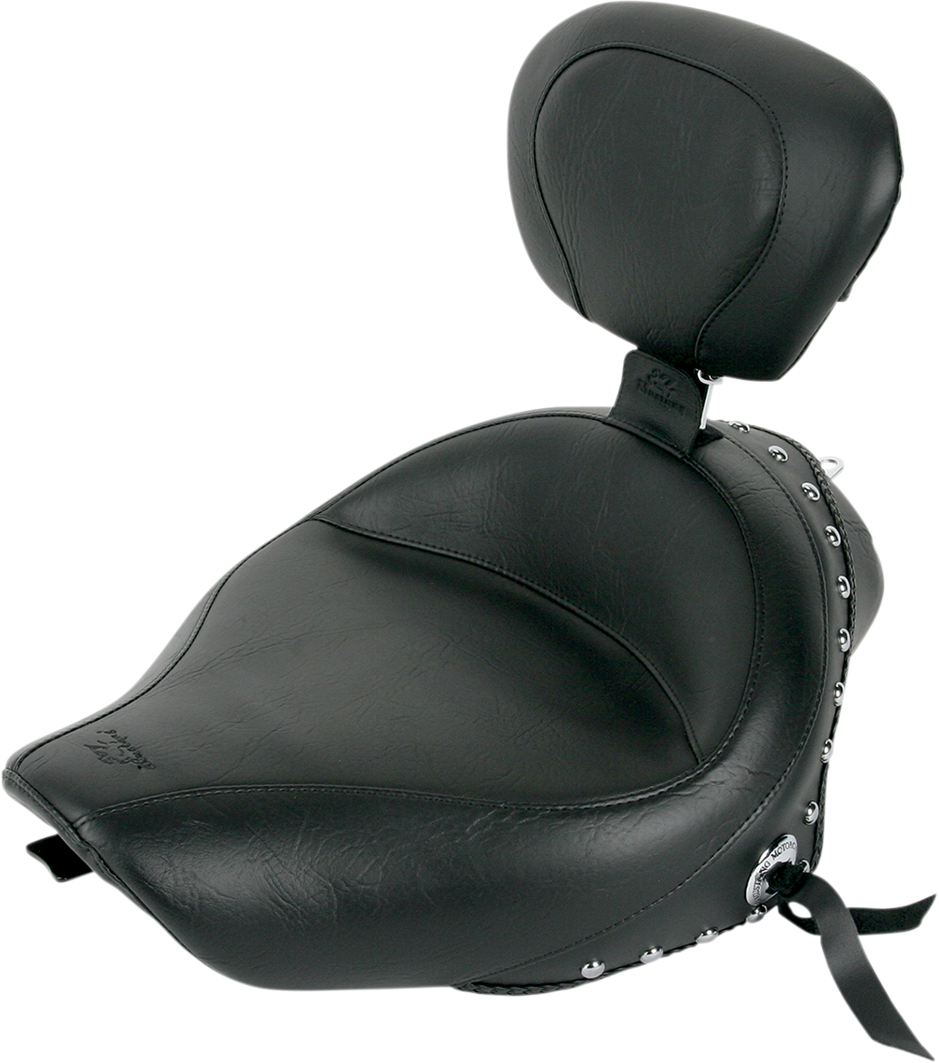 MUSTANG Wide Solo Seat - With Backrest - Black - Studded w/ Concho - XL '04-'20 79439