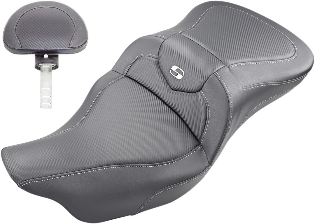 SADDLEMEN Roadsofa™ Seat - Carbon Fiber - with Backrest - FL '08-'24 808-07B-185BR