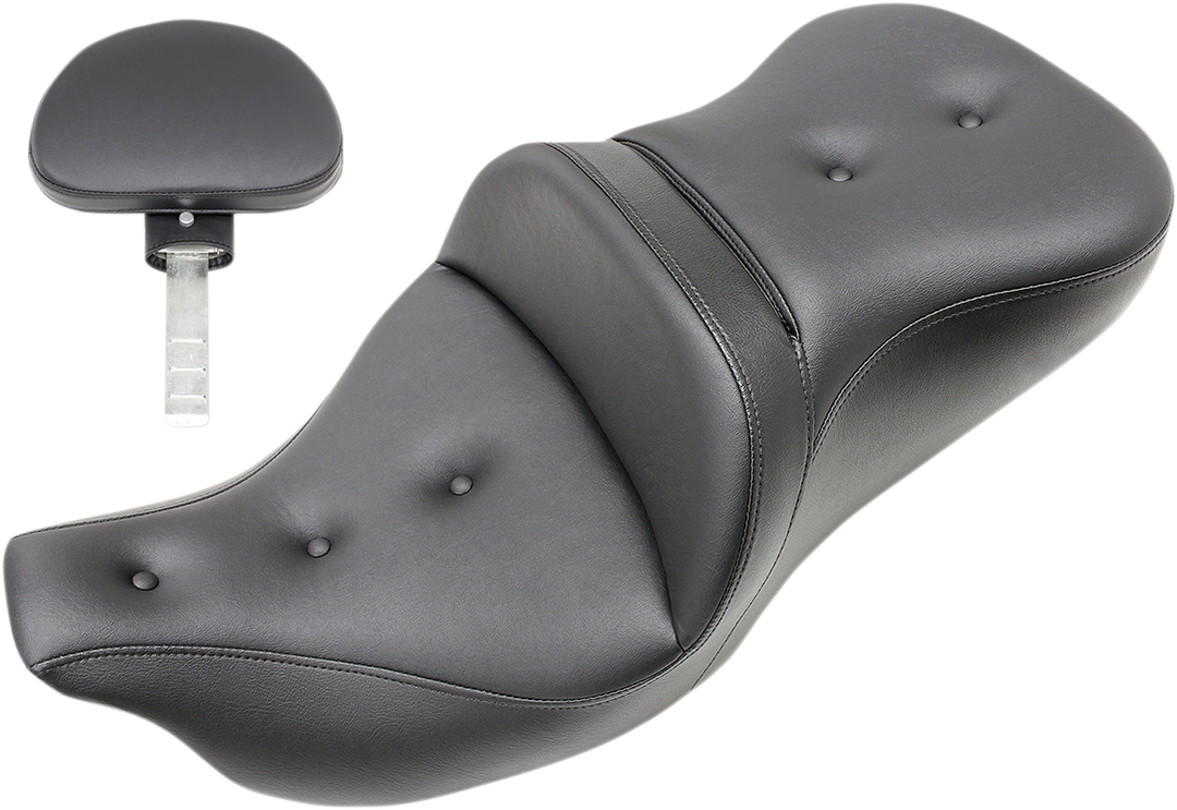 SADDLEMEN Roadsofa™ Seat - Pillow Top - with Backrest - Black - FLH/FLT '09-'24 808-07B-181TBR