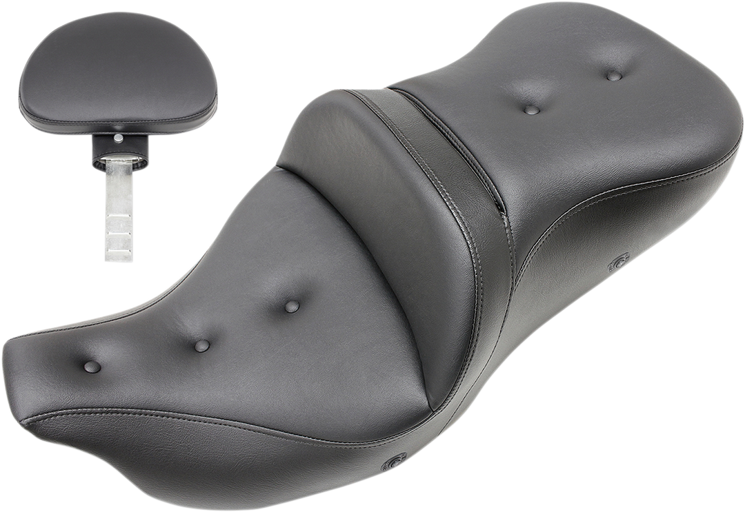 SADDLEMEN Roadsofa™ Seat - Heated - Pillow Top - with Backrest - Black - FLH/FLT '09-'24 808-07B-181TBRH
