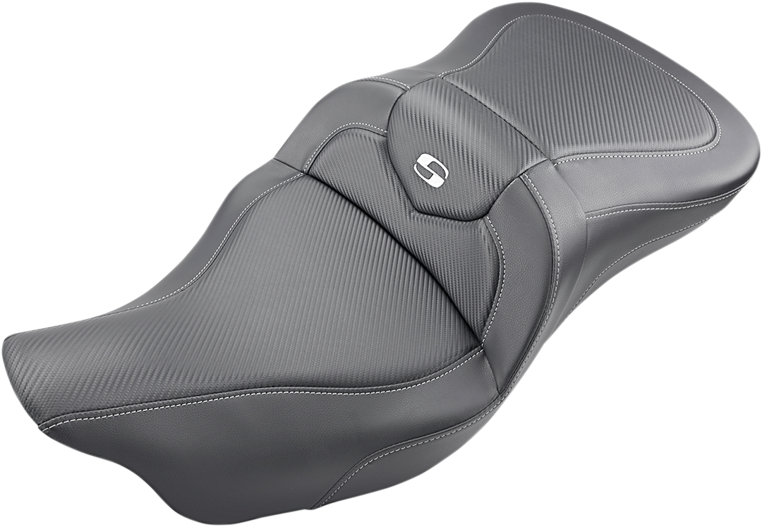 SADDLEMEN Roadsofa™ Seat - Carbon Fiber - without Backrest - Black - FL '09-'24 808-07B-185T