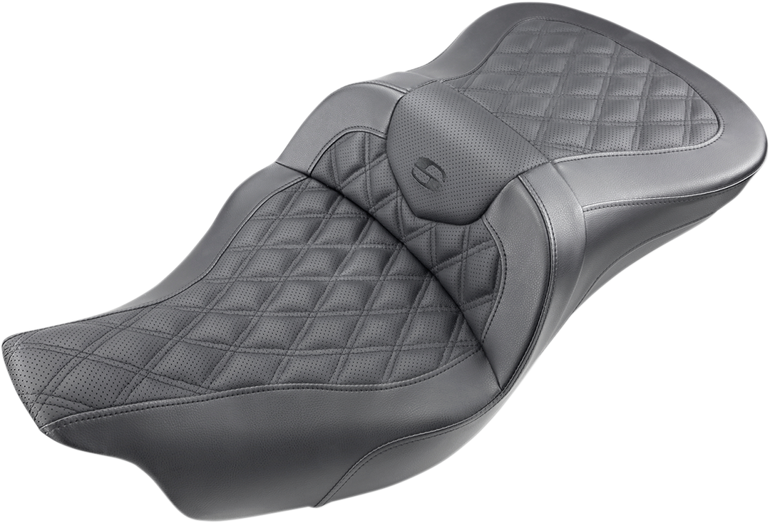 SADDLEMEN Roadsofa™ Seat - Full Lattice Stitch - without Backrest - Black - FL '09-'24 808-07B-182T