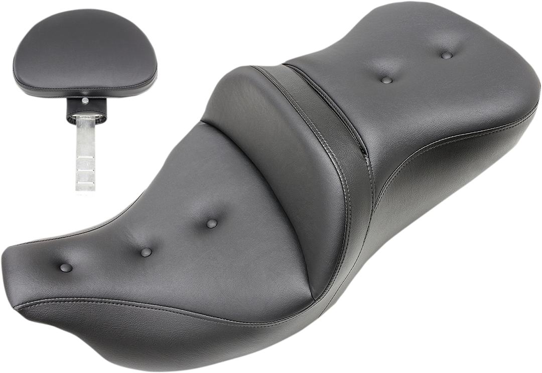 SADDLEMEN Pillow-Top Roadsofa™ Seat - with Backrest - Black - FLH/FLT '08-'24 808-07B-181BR