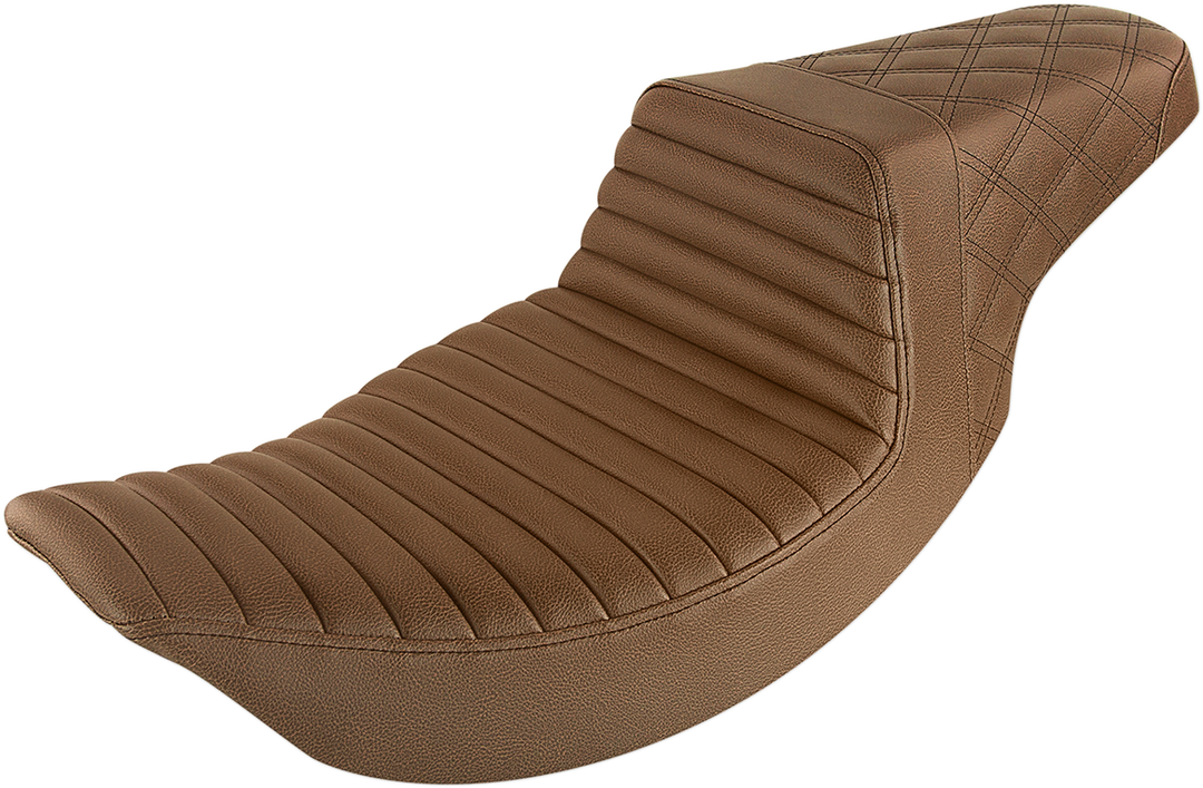 SADDLEMEN Step-Up Seat - Front Tuck-n-Roll/Rear Lattice Stitch - Brown 06-07 FLHX and 97-07 FLHR - 897-06-176BR