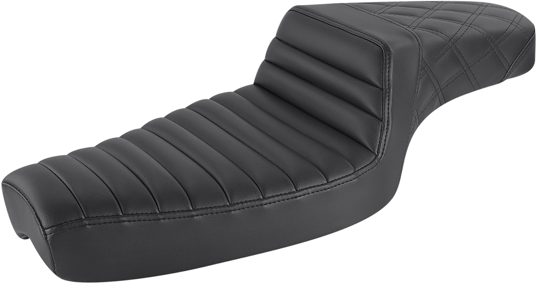 SADDLEMEN Step-Up Seat - Front Tuck-n-Roll/Rear Lattice Stitch - Black - XL - 879-03-176