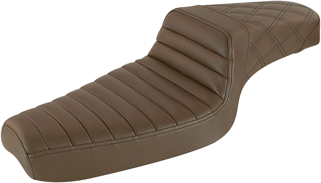 SADDLEMEN Step-Up Seat - Front Tuck-n-Roll/Rear Lattice Stitch - Brown - XL - 879-03-176BR