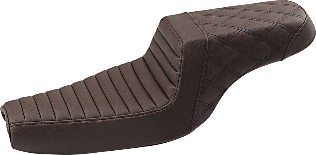 SADDLEMEN Step-Up Seat - Front Tuck-n-Roll/Rear Lattice Stitch - Brown - XL - 807-11-176BR