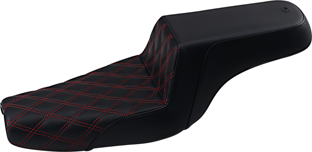 SADDLEMEN Step-Up Seat - Front Lattice Stitch/With Red Stitching - Black - XL - 807-11-172RD