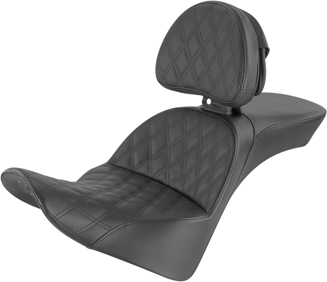 SADDLEMEN Explorer Seat - Lattice Stitched - Backrest - FL '18-'24 818-33-030LS