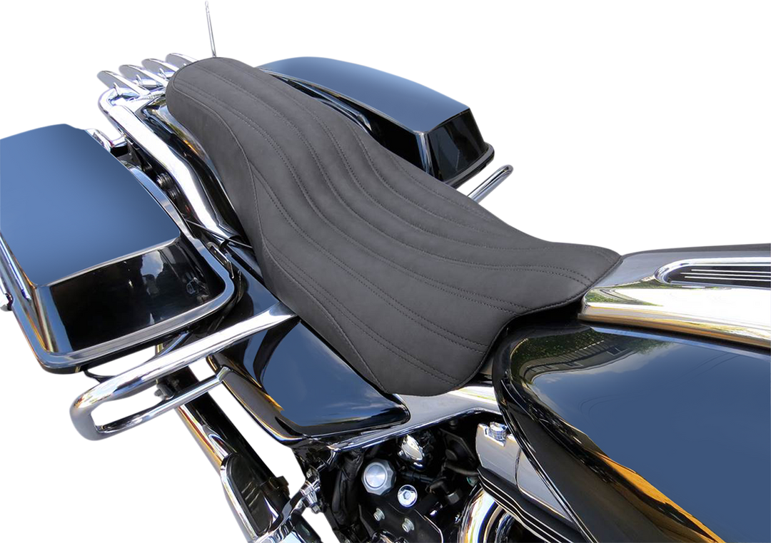 SADDLEMEN Knuckle 2-Up Seat - Black - Ribbed - FLH/FLT '08-'24 808-07B-047K