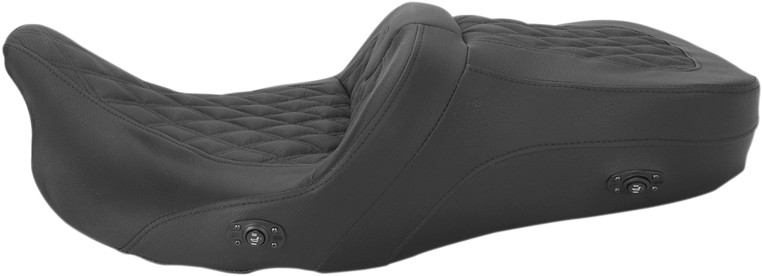 SADDLEMEN Roadsofa™ Seat - without Backrest - Full Lattice Stitch - Heated - FLH/FLT '08-'24 808-07B-182HCT
