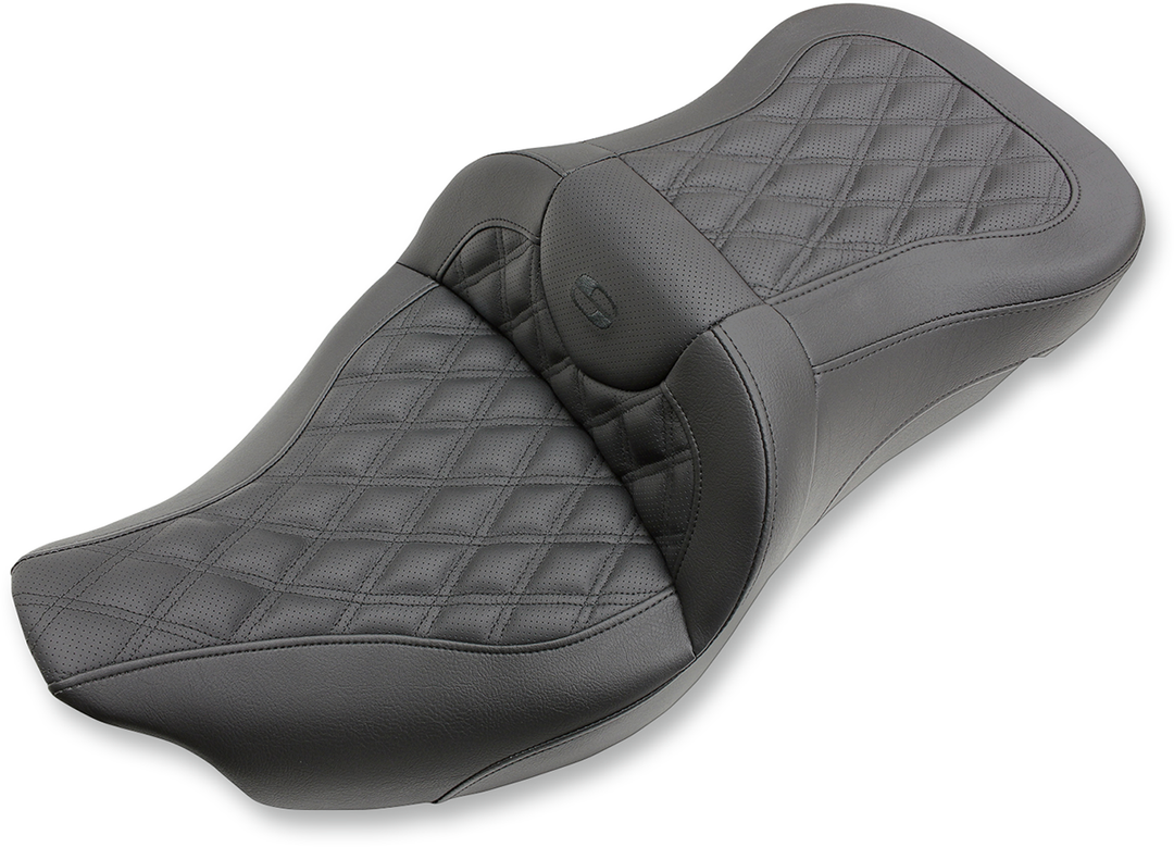 SADDLEMEN Extended Reach Roadsofa™ Seat - Lattice Stitched - without Backrest - FL '08-'24 808-07B-184