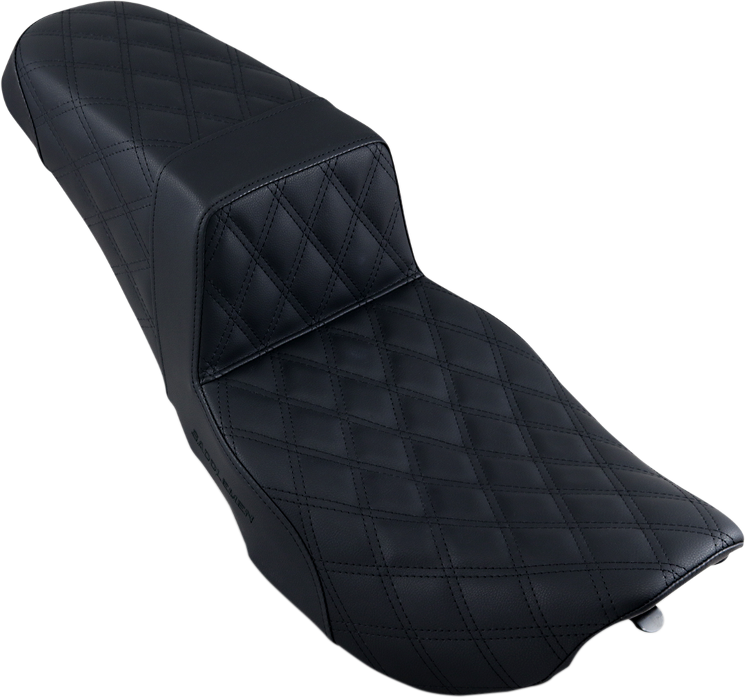SADDLEMEN Step-Up Seat - Full Lattice Stitch - Black - FLHR/FLHX 897-06-175