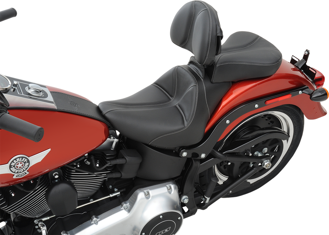 SADDLEMEN Dominator Solo Seat - w/o Backrest - Black w/ Gray Stitching - FL/FX '06-'17 806-12-0042