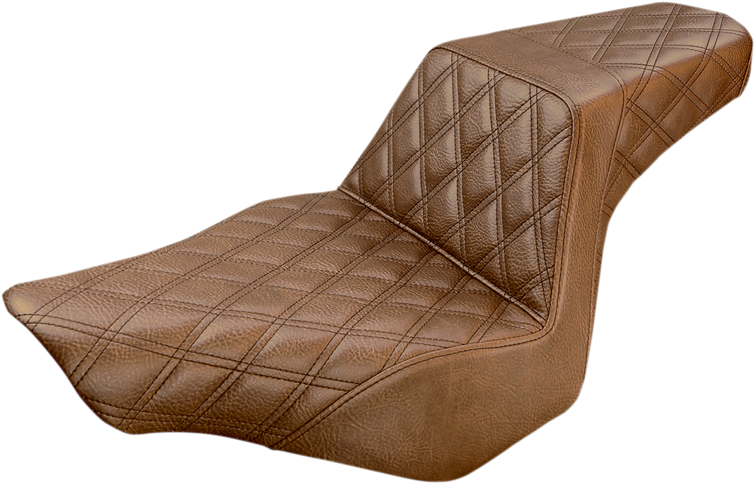 SADDLEMEN Step-Up Seat - Full Lattice Stitch - Brown - FXSB 813-27-175BR