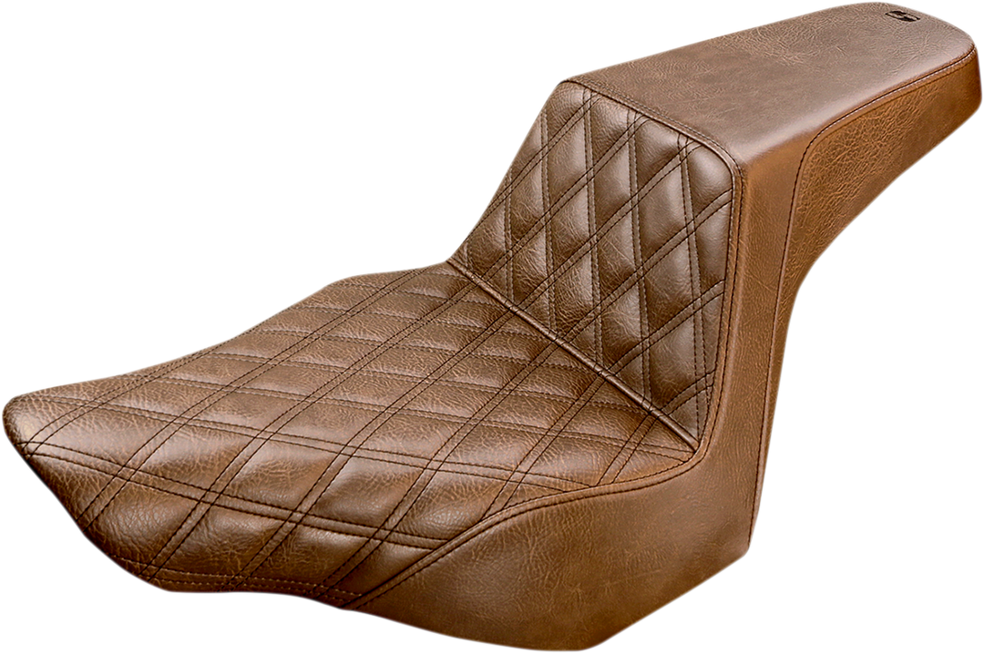 SADDLEMEN Step-Up Seat - Front Lattice Stitch - Brown - FXSB 813-27-172BR