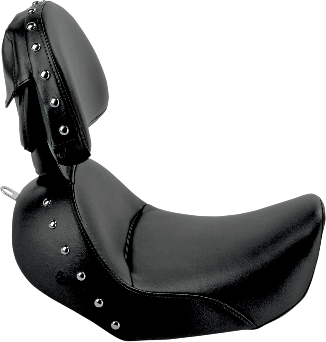 SADDLEMEN Heels Down Solo Seat - With Backrest - Studded - Black - Dyna 806-04-0031