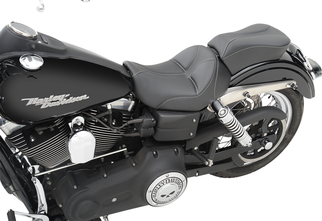 SADDLEMEN Dominator Solo Seat - w/o Backrest - Black w/ Gray Stitching - FL/FX '06-'17 806-04-0042