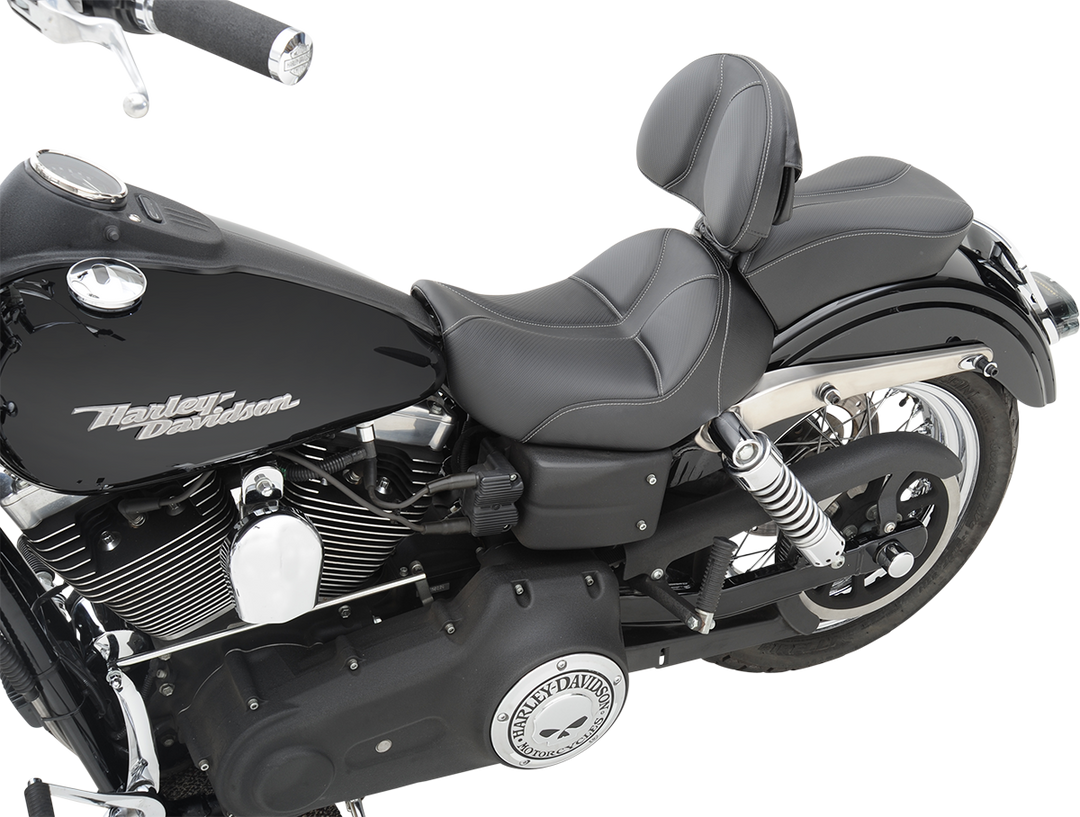 SADDLEMEN Dominator Pillion Pad - Standard Reach - Black w/ Gray Stitching - FL/FX '06-'17 806-04-0162