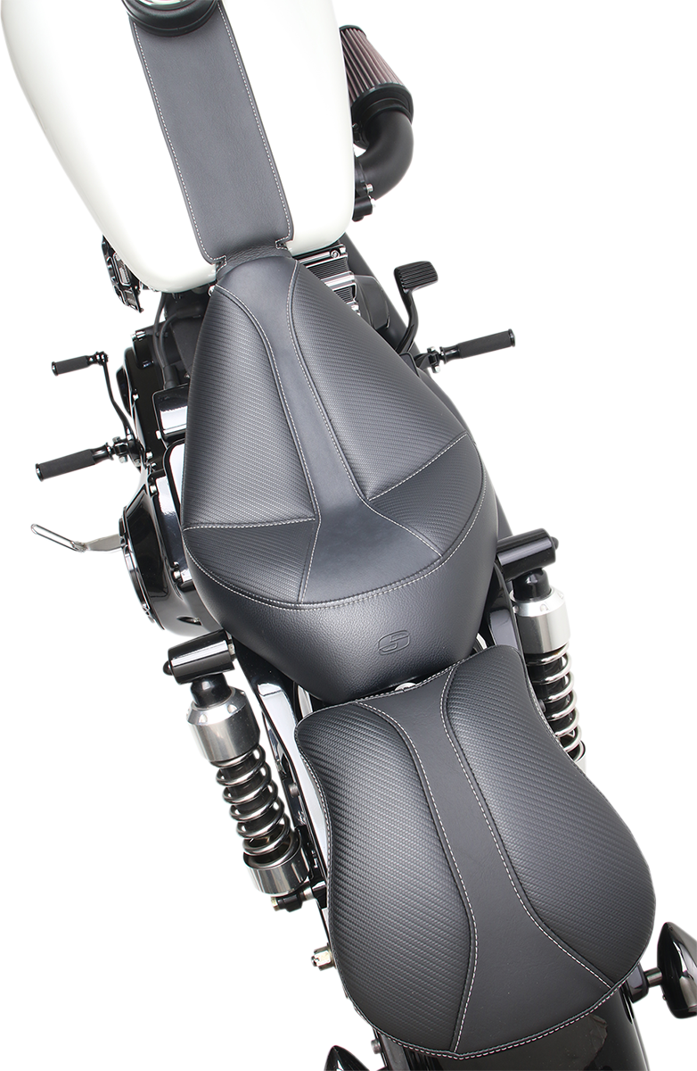 SADDLEMEN Dominator Solo Seat - w/o Backrest- Black w/ Gray Stitching - FXD/WG '96-'03 896-04-0042