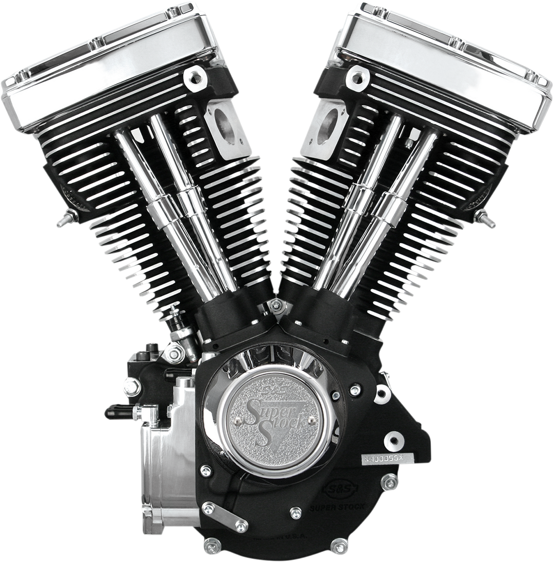 S&S CYCLE V80 Long-Block Engine - Wrinkle Black - Custom Chassis | Evolution Big Twin 310-0233