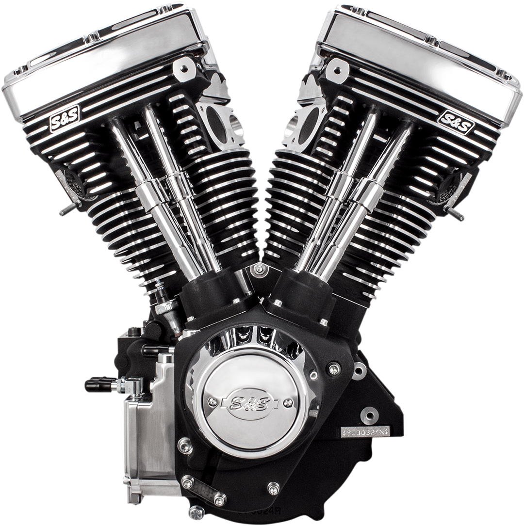 S&S CYCLE V111 Long-Block Engine - Wrinkle Black - '84-'99 Custom Chasis w/Alternator Style Primary 310-0766