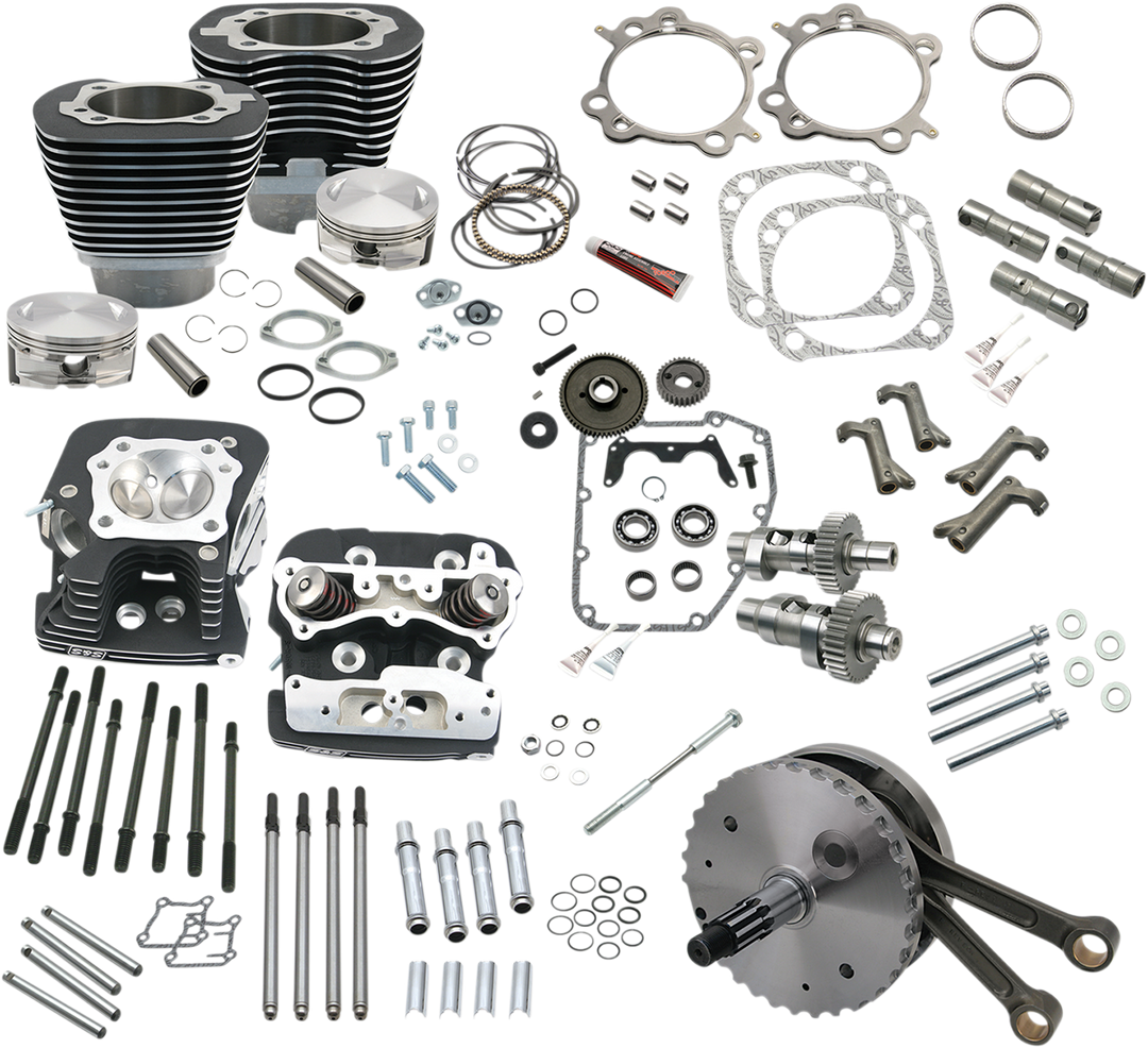 S&S CYCLE 124" Hot Set Up® - Big Bore/Stroker - Wrinkle Black - 88A Twin Cam 900-0564