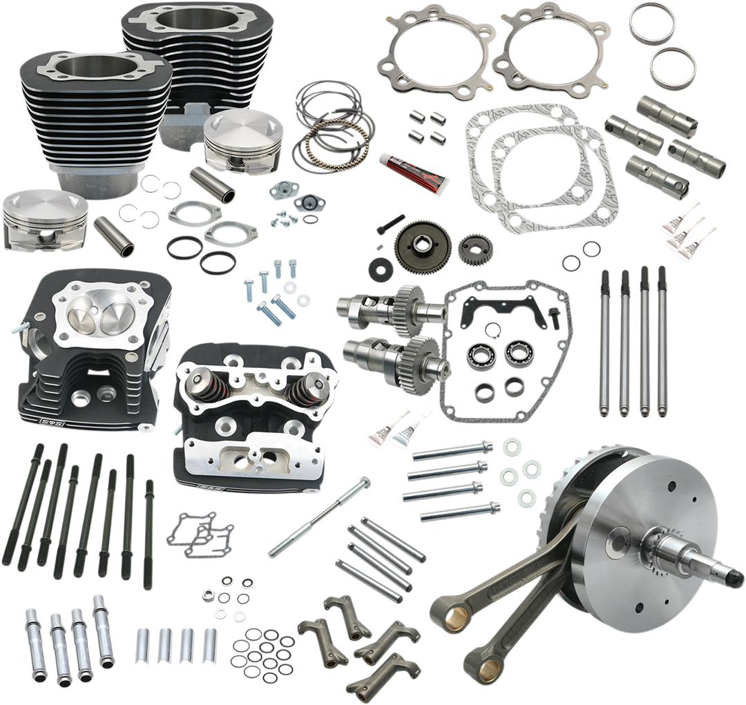 S&S CYCLE 124" Hot Set Up® - Big Bore/Stroker - Wrinkle Black - 88B Twin Cam 900-0565