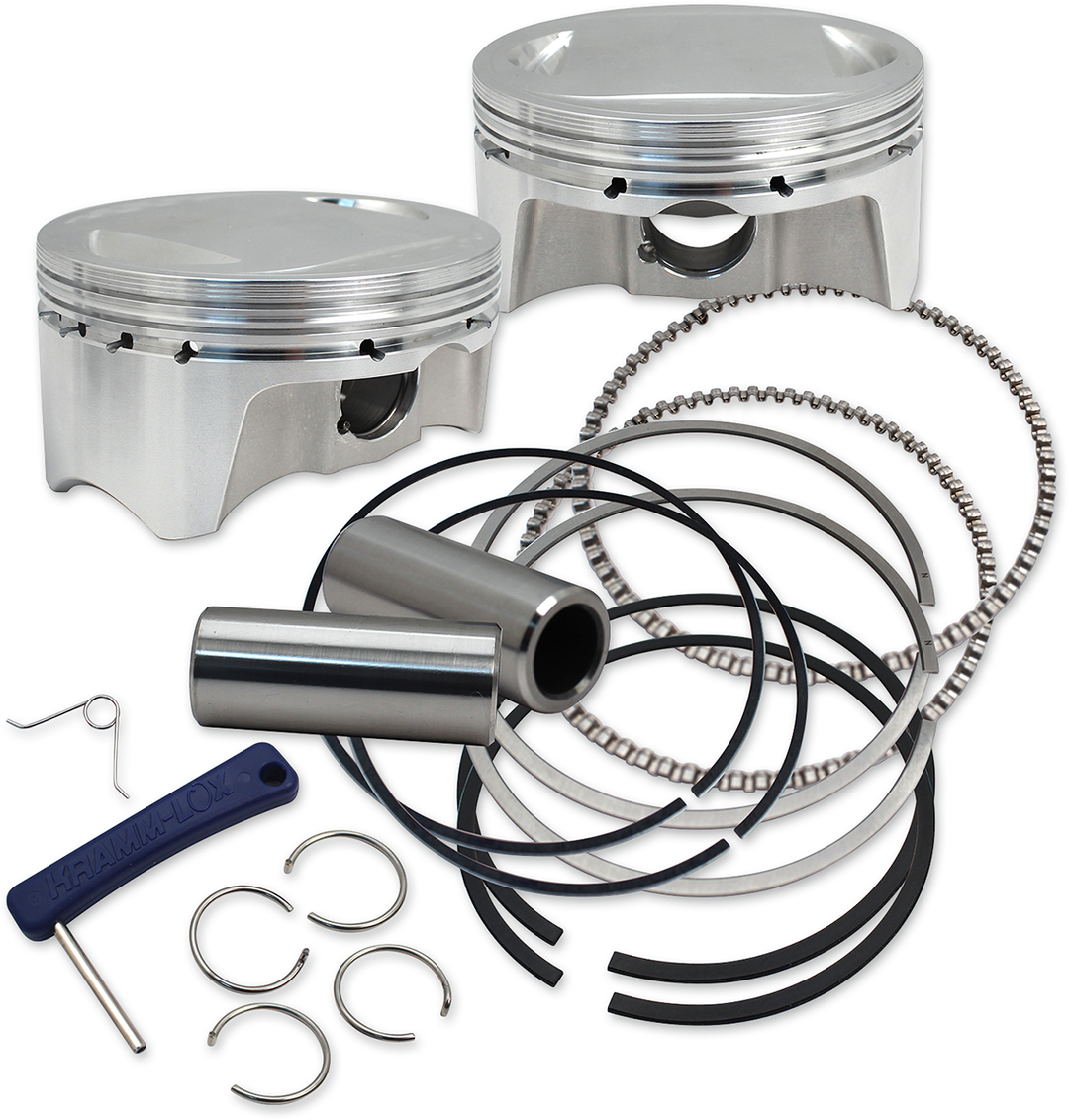 S&S CYCLE Big Bore Forged Piston Kit - 3.937" Bore - 107" Twin Cam - Standard 920-0100