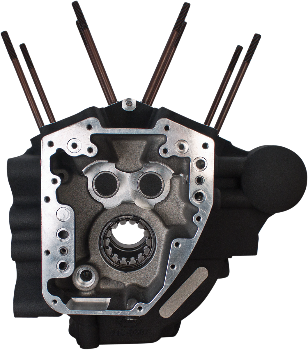 S&S CYCLE Engine Case - 4.125" Bore w/Stock Stud Pattern - Wrinkle Black - Twin Cam 310-0369