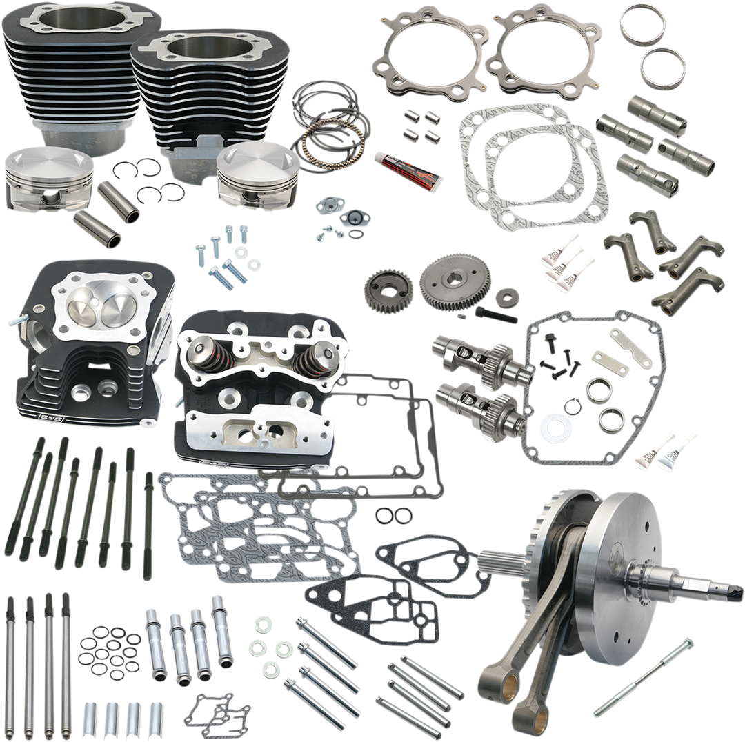 S&S CYCLE 124" Hot Set Up® - Big Bore/Stroker - Wrinkle Black - 96B/103B/110B Twin Cam 900-0569