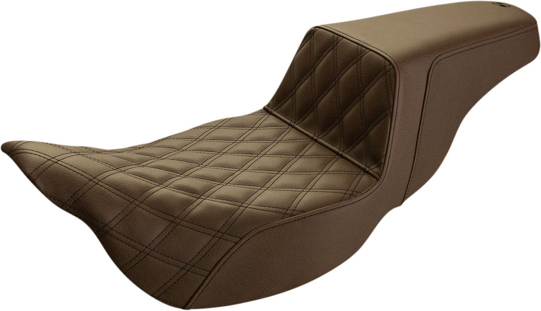 SADDLEMEN Step-Up Seat - Extended Reach - Front Lattice Stitch - Brown - Touring '08-'23 - 808-07B-172BREX