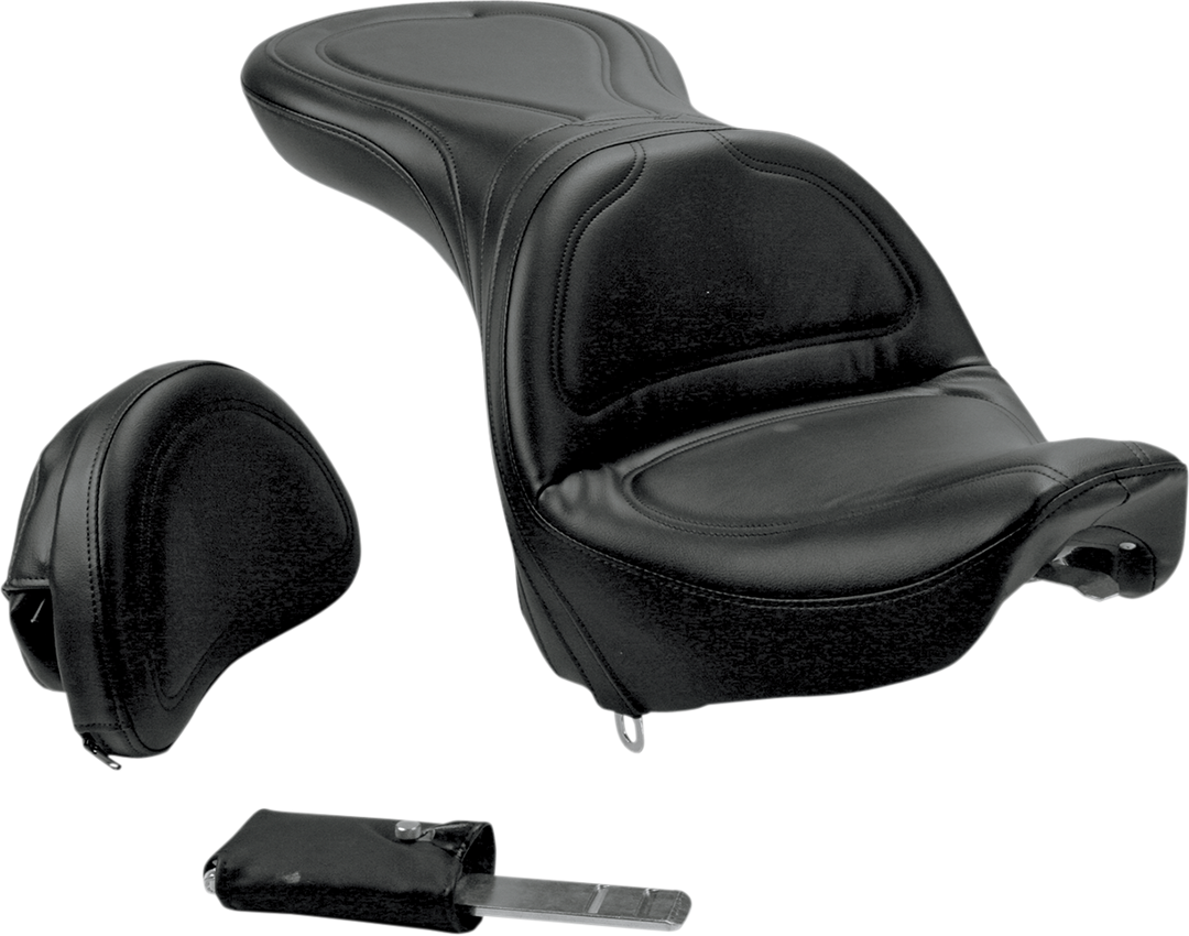 SADDLEMEN Seat - Explorer™ - With Backrest - Stitched - Black - FXST/FLST '84-'99 8852JS