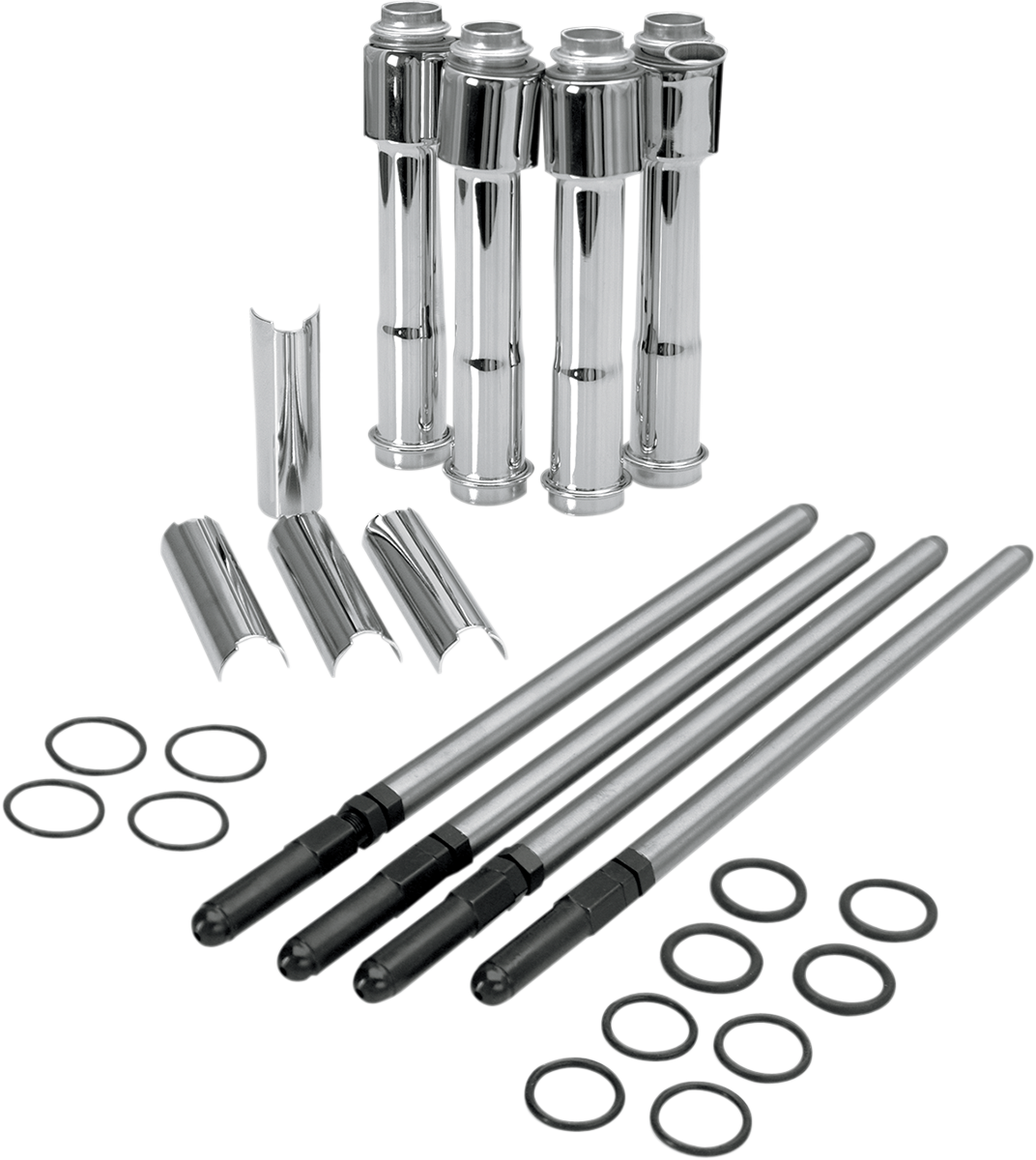 S&S CYCLE Adjustable Pushrod Kit - Chrome Covers - XL '91-'22 930-0024