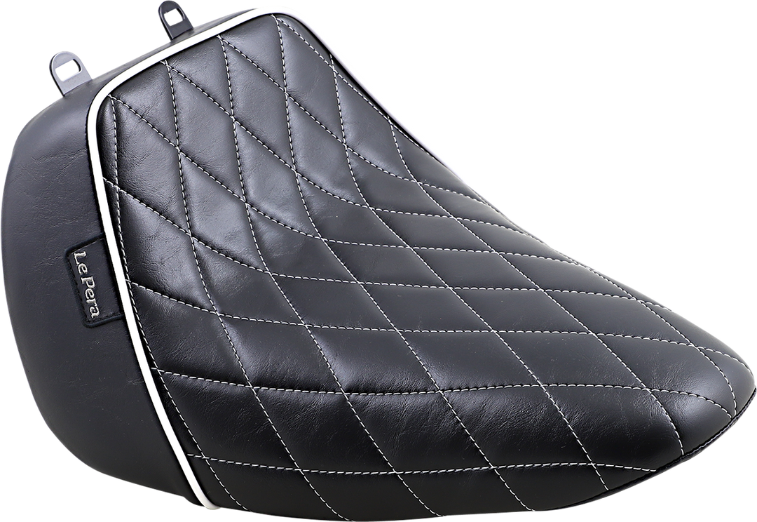 LE PERA Bare Bones Solo Seat - Diamond Stitch w/ White Stitching/Piping - Black - FLFB '18-'25 LYO-007DMWTP