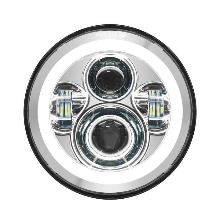 HogWorkz 7" LED Chrome HALOMAKER® Headlight (Daymaker Replacement) for Harley® Touring & Softail - HW167004
