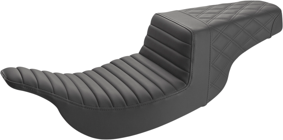 SADDLEMEN Step-Up Seat - Front Tuck-n-Roll/Rear Lattice Stitch - Black 97-07 FLH - 897-07-176