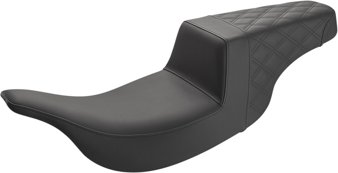 SADDLEMEN Step-Up Seat - Rear Lattice Stitch - Black 97-07 FLH - 897-07-173