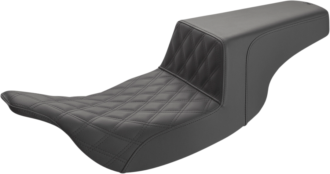 SADDLEMEN Step-Up Seat - Front Lattice Stitch - Black  97-07 FLH - 897-07-172