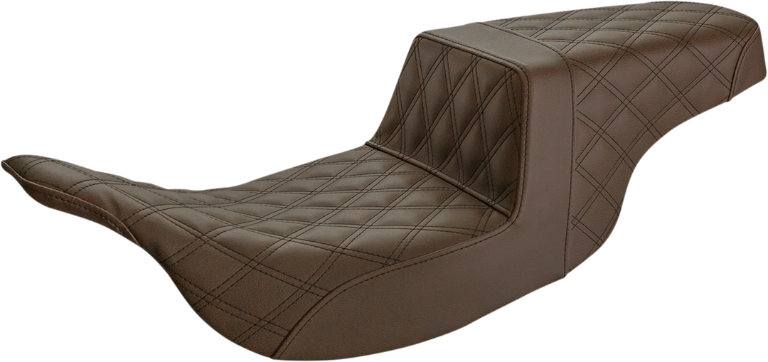 SADDLEMEN Step-Up Seat - Full Lattice Stitch - Brown 97-07 FLH - 897-07-175BR
