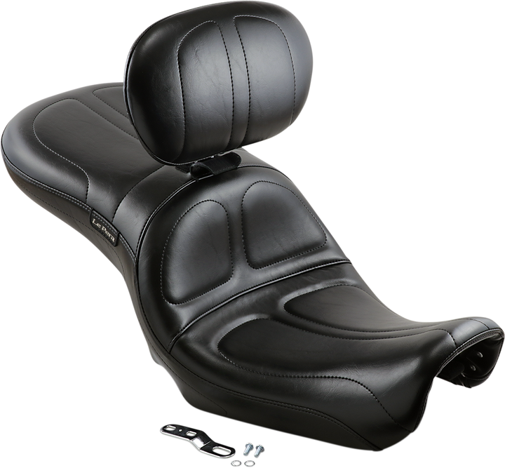 LE PERA Maverick Seat - with Backrest - Stitched - Black - FLD/FXD '06-'17 LK-970BR
