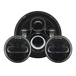 7" LED Blackout Headlight (Daymaker Replacement) with Auxiliary Passing Lamps for Harley® Touring & Softail