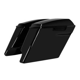 Vivid Black 4" Dual Cut Stretched Saddlebags for Harley® Touring '14-'23