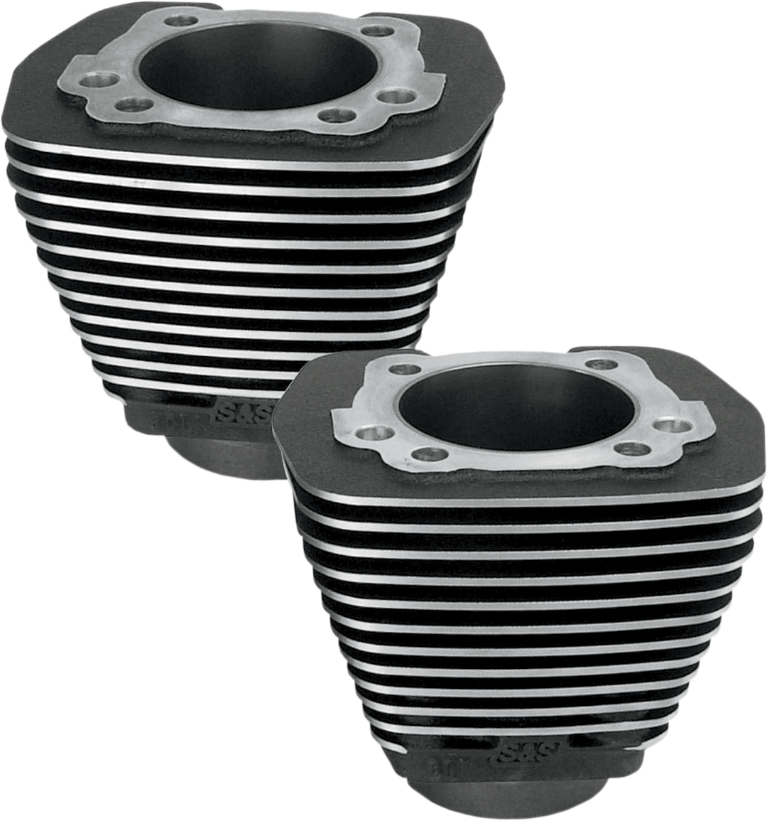 S&S CYCLE Cylinder - 3.500" - Wrinkle Black with Highlighted Fins - Evolution Big Twin 91-7710