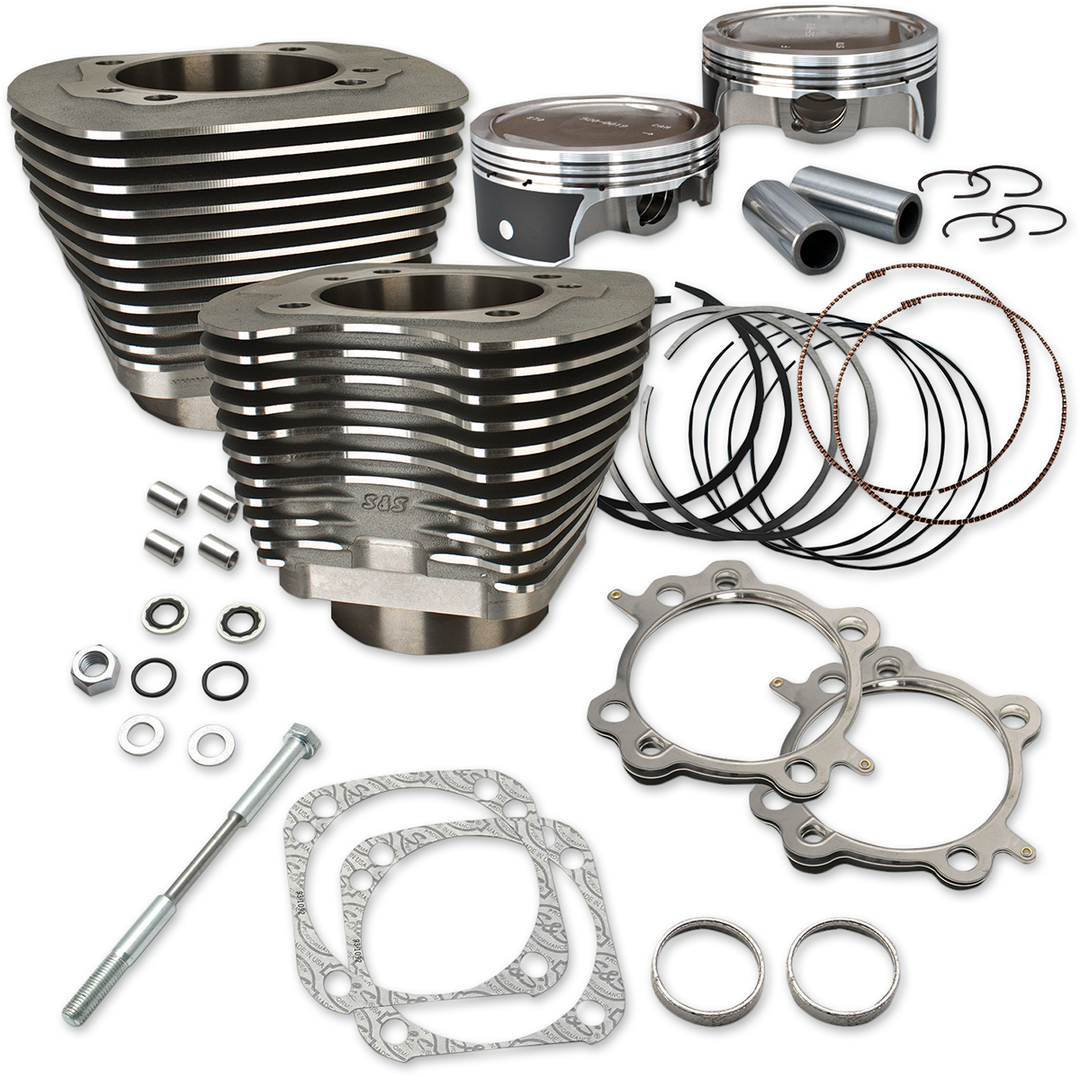 S&S CYCLE 124" Big Bore Cylinder Kit - Wrinkle Black - Twin Cam 910-0338