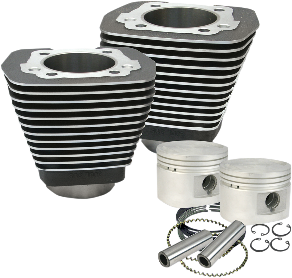 S&S CYCLE Cylinder & Piston Kit - 80" - Evolution Big Twin - Wrinkle Black 910-0182