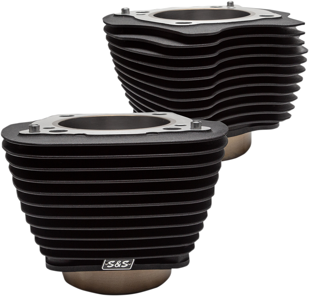 S&S CYCLE Big Bore Cylinder Set - 4.250" - Wrinkle Black w/o Highlighted Fins - M8 910-0683